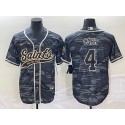 New Orleans Saints #4 Derek Carr Gray Camo With Patch Cool Base Stitched Jersey