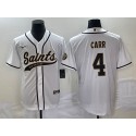 New Orleans Saints #4 Derek Carr White With Patch Cool Base Stitched Jersey