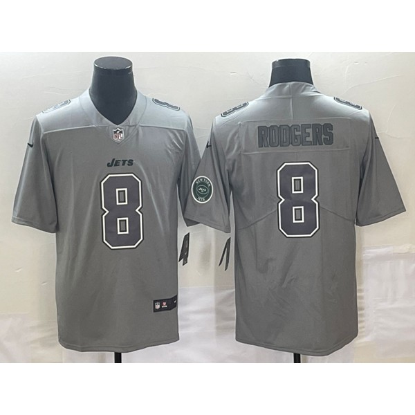 New York Jets #8 Aaron Rodgers Gray With Patch Stitched Jersey