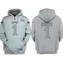 Philadelphia Eagles #1 Jalen Hurts Gray Atmosphere Fashion Super Bowl LVII Patch Pullover Hoodie