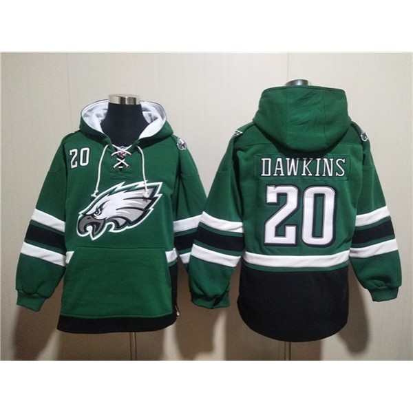 Philadelphia Eagles #20 Brian Dawkins Green Ageless Must-Have Lace-Up Pullover Hoodie