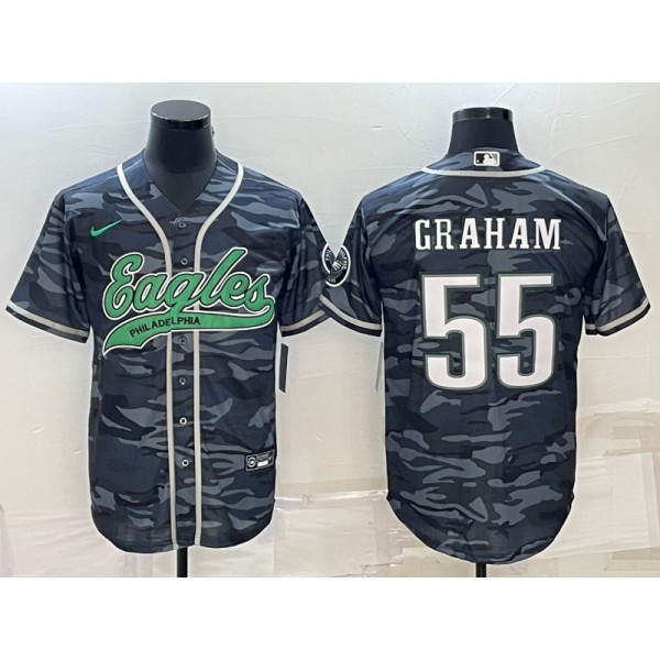 Philadelphia Eagles #55 Brandon Graham Gray Camo With Patch Cool Base Stitched Jersey