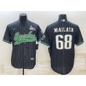 Philadelphia Eagles #68 Jordan Mailata Black With Super Bowl LVII Patch Cool Base Stitched Jersey
