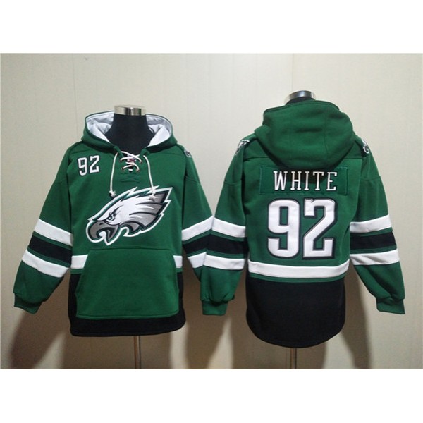 Philadelphia Eagles #92 Reggie White Green Ageless Must-Have Lace-Up Pullover Hoodie