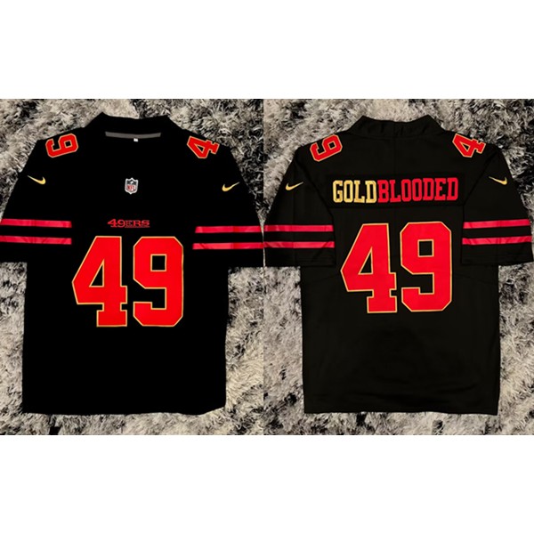 San Francisco 49ers #49 Gold Blooded Black Stitched Jersey