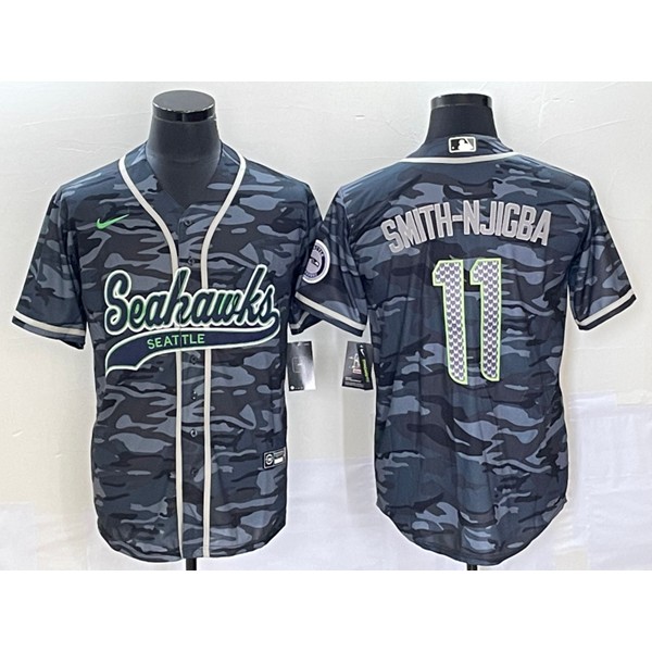 Seattle Seahawks #11 Jaxon Smith-Njigba Grey With Patch Cool Base Stitched Jersey