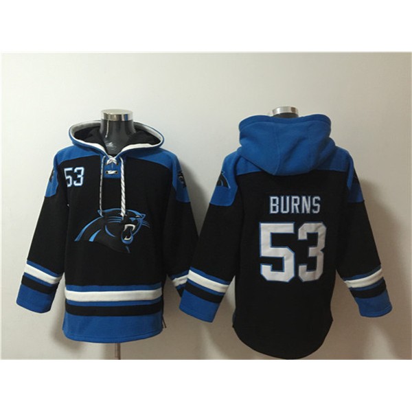 Carolina Panthers #53 Brian Burns Black Ageless Must-Have Lace-Up Pullover Hoodie