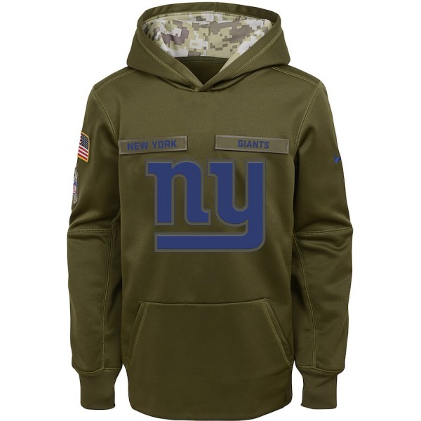 Youth New York Giants Olive Salute To Service Pullover Performance NFL Hoodie