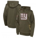 Youth New York Giants 2022 Olive Salute To Service Therma Performance Pullover Hoodie