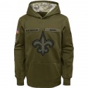 Youth New Orleans Saints Olive Salute To Service Pullover Performance NFL Hoodie