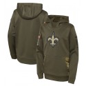 Youth New Orleans Saints 2022 Olive Salute To Service Therma Performance Pullover Hoodie