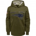 Youth New England Patriots Olive Salute To Service Pullover Performance NFL Hoodie
