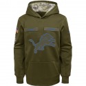 Youth Detroit Lions Olive Salute To Service Pullover Performance NFL Hoodie