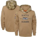 Youth Seattle Seahawks Khaki 2019 Salute To Service Therma Pullover Hoodie
