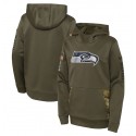 Youth Seattle Seahawks 2022 Olive Salute To Service Therma Performance Pullover Hoodie