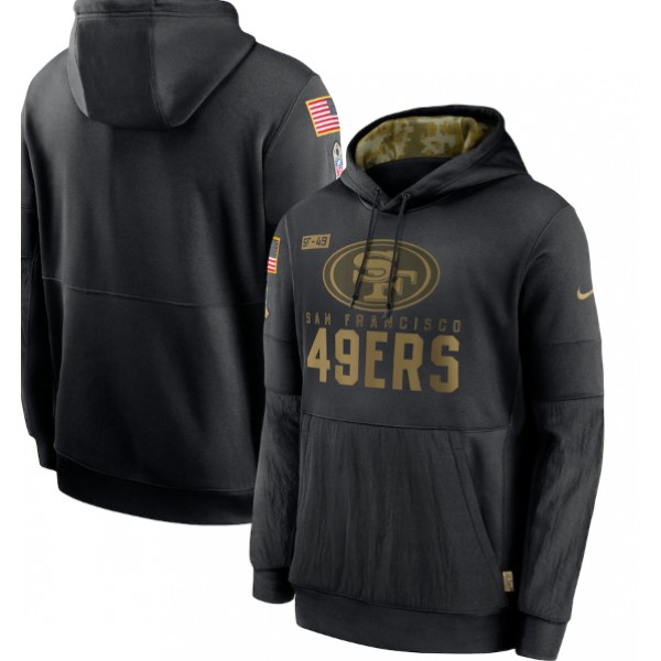 Youth San Francisco 49ers Black 2020 Salute To Service Therma Pullover Hoodie