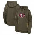 Youth San Francisco 49ers 2022 Olive Salute To Service Therma Performance Pullover Hoodie