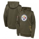 Youth Pittsburgh Steelers 2022 Olive Salute To Service Therma Performance Pullover Hoodie