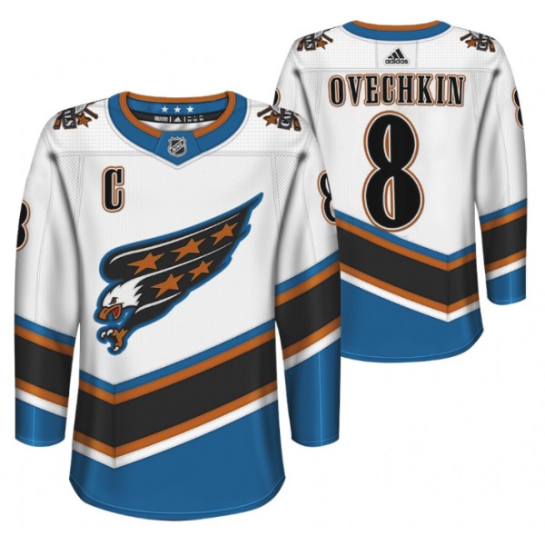 Washington Capitals #8 Alex Ovechkin White Throwback Stitched Jersey