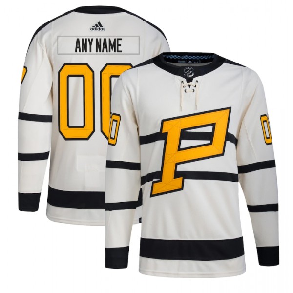 Pittsburgh Penguins Custom Cream 2023 Winter Classic Stitched Jersey