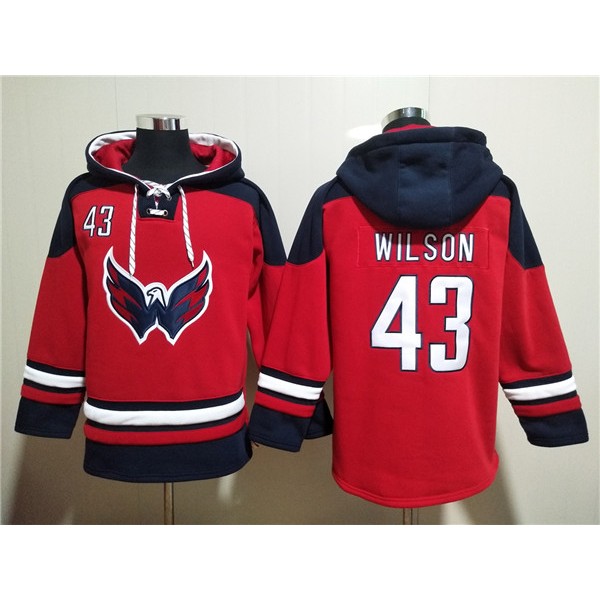Washington Capitals #43 Tom Wilson Red Ageless Must-Have Lace-Up Pullover Hoodie