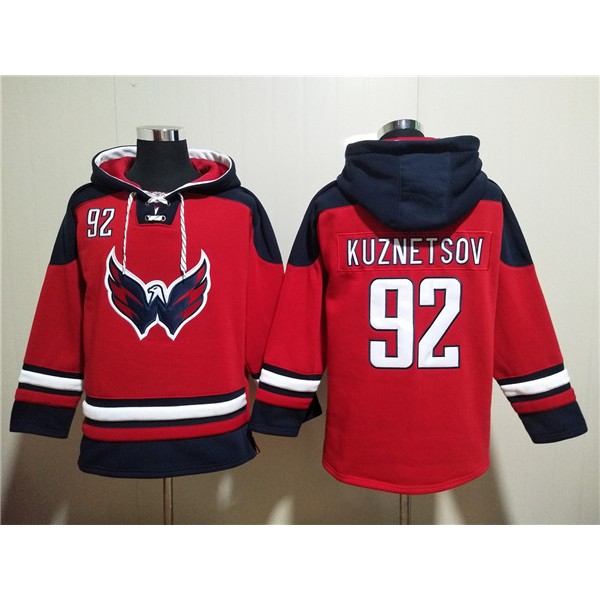 Washington Capitals #92 Evgeny Kuznetsov Red Ageless Must-Have Lace-Up Pullover Hoodie