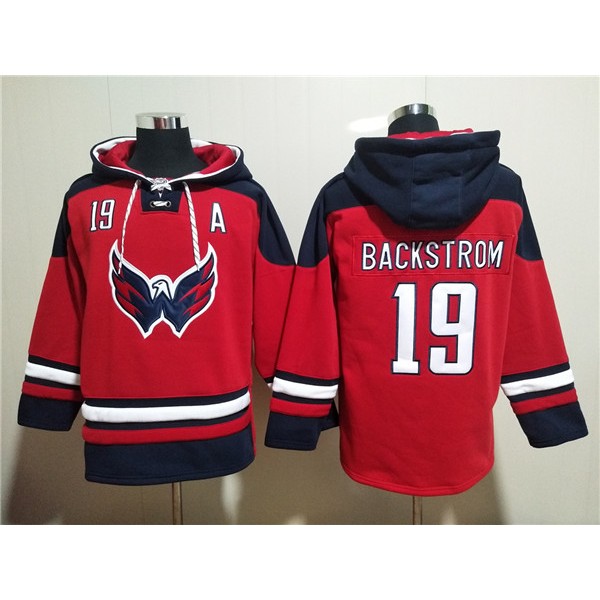 Washington Capitals #19 Nicklas Backstrom Red Ageless Must-Have Lace-Up Pullover Hoodie