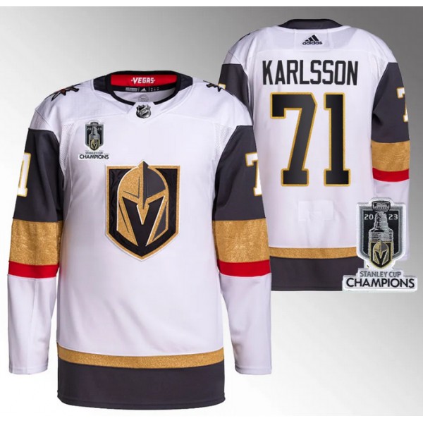 Vegas Golden Knights #71 William Karlsson White 2023 Stanley Cup Champions Stitched Jersey