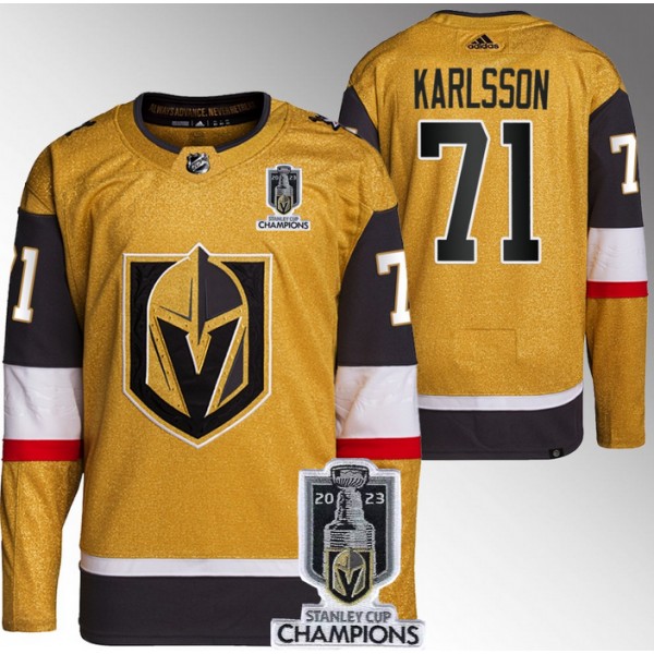 Vegas Golden Knights #71 William Karlsson Gold 2023 Stanley Cup Champions Stitched Jersey