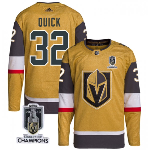 Vegas Golden Knights #32 Jonathan Quick Gold 2023 Stanley Cup Champions Stitched Jersey
