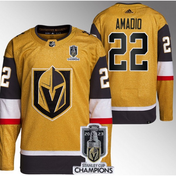 Vegas Golden Knights #22 Michael Amadio Gold 2023 Stanley Cup Champions Stitched Jersey