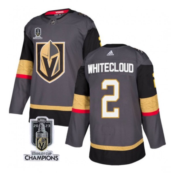Vegas Golden Knights #2 Zach Whitecloud Gray 2023 Stanley Cup Champions Stitched Jersey