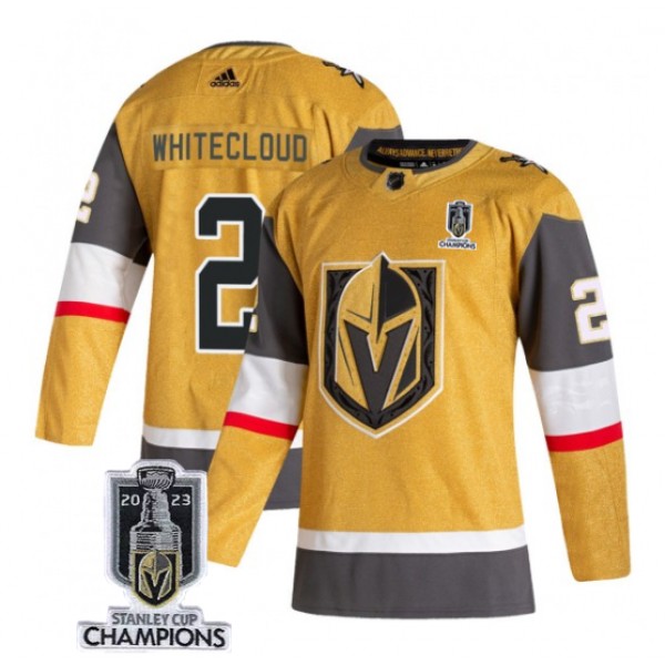 Vegas Golden Knights #2 Zach Whitecloud Gold 2023 Stanley Cup Champions Stitched Jersey
