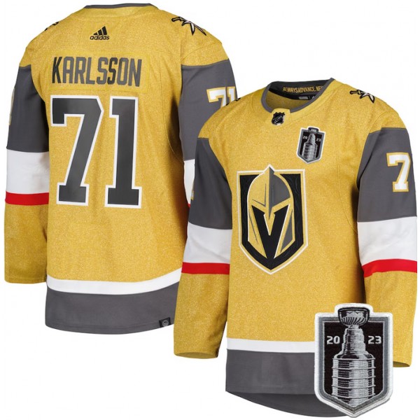 Vegas Golden Knights #71 William Karlsson Gold 2023 Stanley Cup Final Stitched Jersey