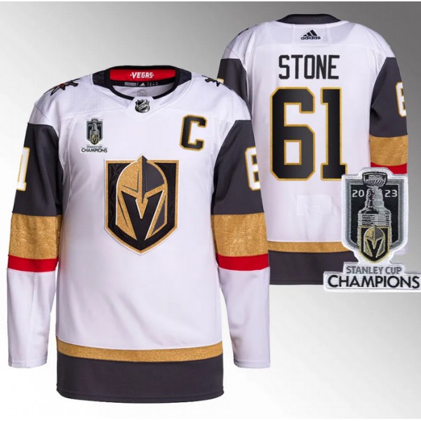 Vegas Golden Knights #61 Mark Stone White 2023 Stanley Cup Champions Stitched Jersey