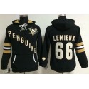 Pittsburgh Penguins #66 Mario Lemieux Black Women's Old Time Heidi NHL Hoodie