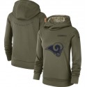 Women's Los Angeles Rams Olive Salute To Service Team Logo Performance Pullover NFL Hoodie