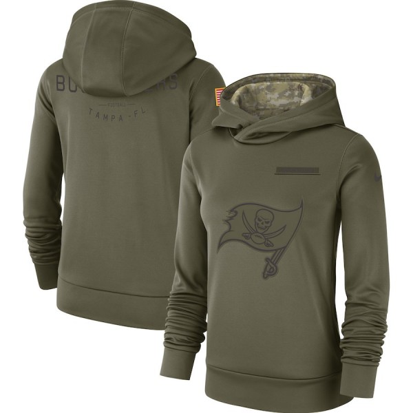 Women's Tampa Bay Buccaneers Olive Salute To Service Team Logo Performance Pullover NFL Hoodie