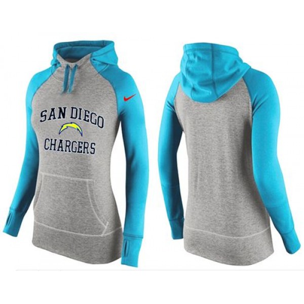 Women's Nike San Diego Chargers Performance Hoodie Grey   Light Blue