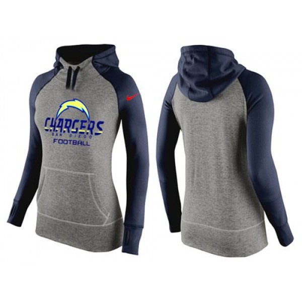 Women's Nike San Diego Chargers Performance Hoodie Grey   Dark Blue