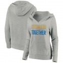 Women's Los Angeles Chargers Heather Gray Stronger Together Crossover Neck Pullover Hoodie(Run Small)