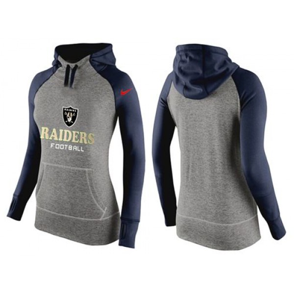 Women's Nike Oakland Raiders Performance Hoodie Grey   Dark Blue