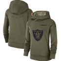 Women's Oakland Raiders Olive Salute To Service Team Logo Performance Pullover NFL Hoodie