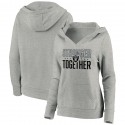 Women's Las Vegas Raiders Heather Gray Stronger Together Crossover Neck Pullover Hoodie(Run Small)