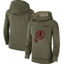 Women's Washington Redskins Olive Salute To Service Team Logo Performance Pullover NFL Hoodie