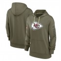Women's Kansas City Chiefs 2022 Olive Salute To Service Therma Performance Pullover Hoodie(Run Small)