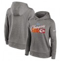 Women's Kansas City Chiefs Gray Super Bowl LVII Champions Iconic Fleece Pullover Hoodie(Run Small)