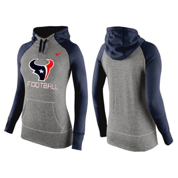 Women's Nike Houston Texans Performance Hoodie Grey   Dark Blue
