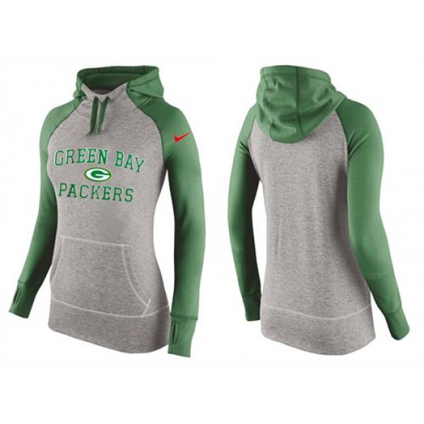 Women's Nike Green Bay Packers Performance Hoodie Grey   Green
