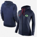 Women's Nike Green Bay Packers Full-Zip Performance Hoodie Dark Blue